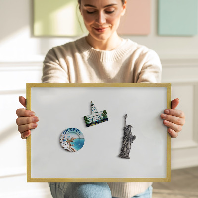 Magnetic board with a gold frame White color