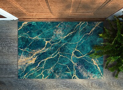 Washable door mat indoor Green marble