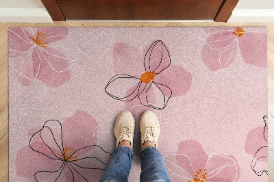 Washable door mat Pink flowers