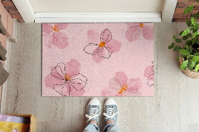 Washable door mat Pink flowers