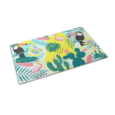 Door mat indoor Birds plants abstraction