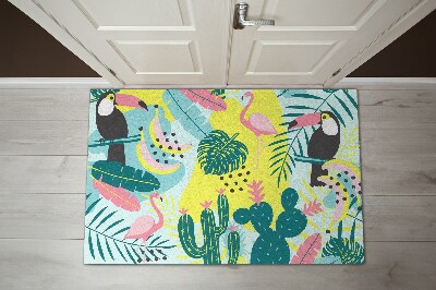 Door mat indoor Birds plants abstraction