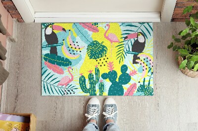 Door mat indoor Birds plants abstraction