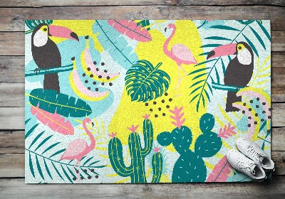 Door mat indoor Birds plants abstraction