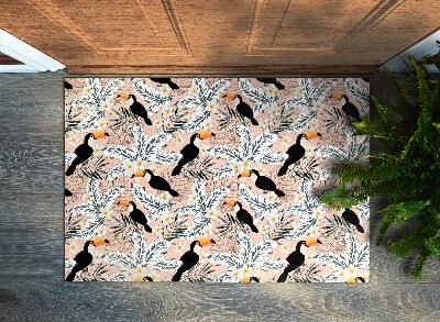 Door mat indoor Bird toucan plant