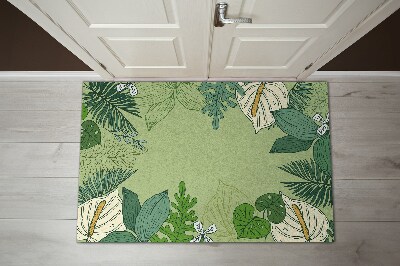 Washable door mat indoor Green leaves