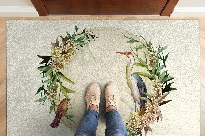 Washable door mat indoor Composition flowers birds