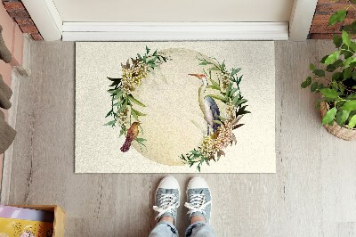 Washable door mat indoor Composition flowers birds