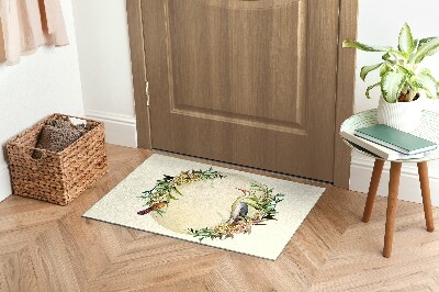 Washable door mat indoor Composition flowers birds