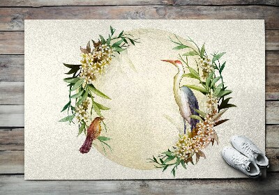 Washable door mat indoor Composition flowers birds