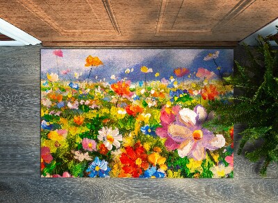 Washable door mat indoor Meadow flowers