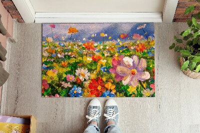 Washable door mat indoor Meadow flowers