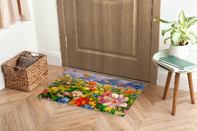 Washable door mat indoor Meadow flowers