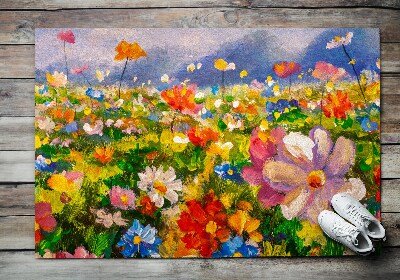 Washable door mat indoor Meadow flowers