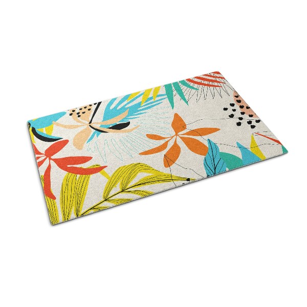 Washable door mat indoor Flowers leaves