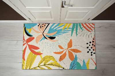 Washable door mat indoor Flowers leaves