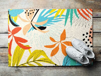 Washable door mat indoor Flowers leaves