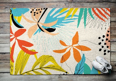 Washable door mat indoor Flowers leaves