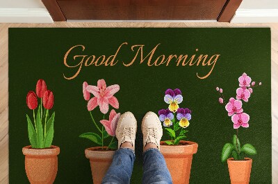 Washable door mat Good morning