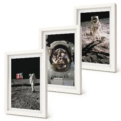 Astronauts landing on the moon wall art 3-piece set