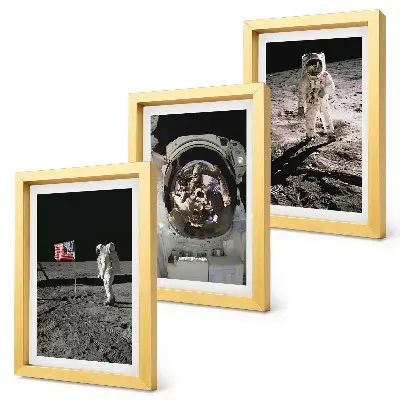 Astronauts landing on the moon wall art 3-piece set