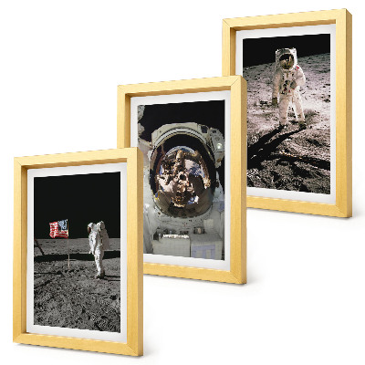 3-piece wall art set Astronauts landing on the moon photos