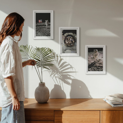 3-piece wall art set Astronauts landing on the moon photos