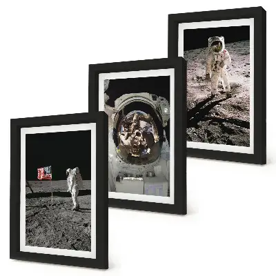 Astronauts landing on the moon wall art 3-piece set