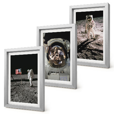 3-piece wall art set Astronauts landing on the moon photos