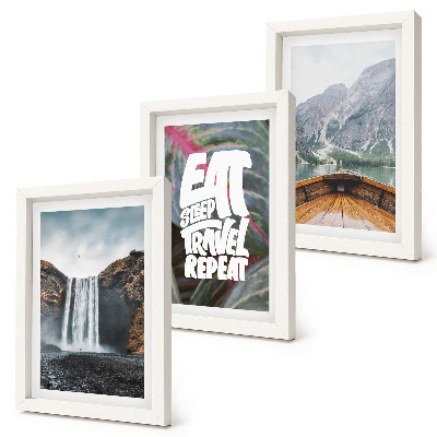 Photo frame wall Waterfall mountains travel nature boat and vegetation