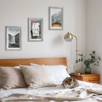 Photo frame wall featuring waterfall mountains travel nature boat and vegetation