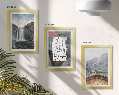 Photo frame wall Waterfall mountains travel nature boat and vegetation
