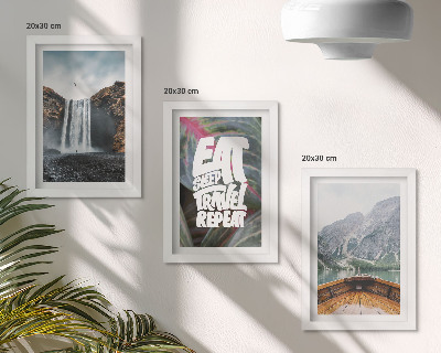 Photo frame wall Waterfall mountains travel nature boat and vegetation