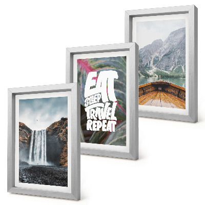 Photo frame wall Waterfall mountains travel nature boat and vegetation