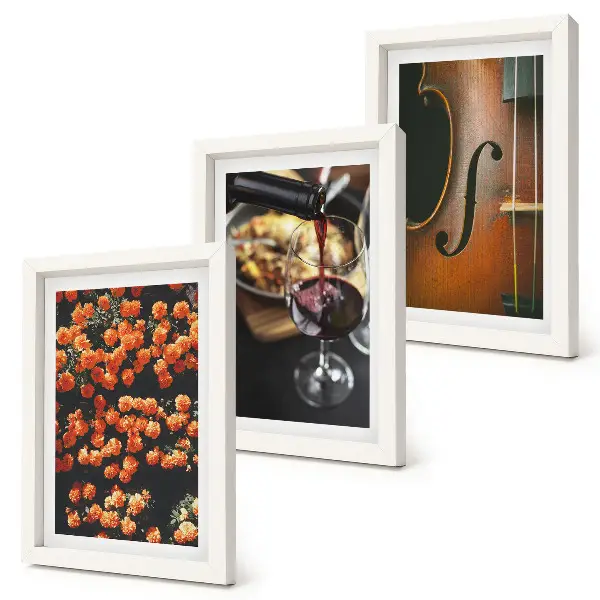Photo frame wall gallery vintage romantic flowers with wine and violin design