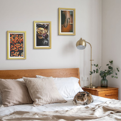 Photo frame wall Vintage romantic flowers wine and violin