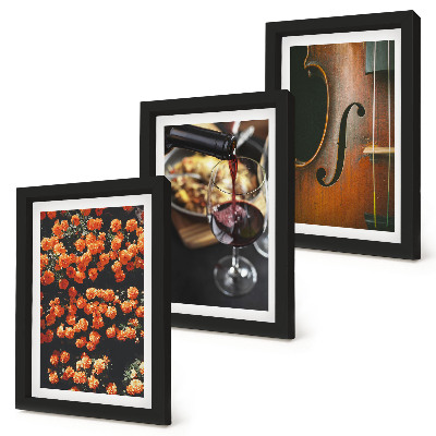 Photo frame wall Vintage romantic flowers wine and violin
