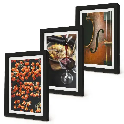 Photo frame wall gallery vintage romantic flowers with wine and violin design