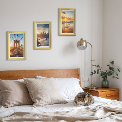 Photo frame wall Bridges and sunsets in the urban landscape