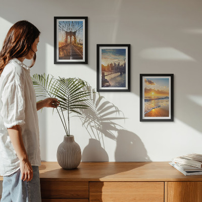 Photo frame wall Bridges and sunsets in the urban landscape