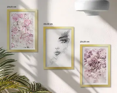 Delicate peonies black and white portrait of a woman framed triptych