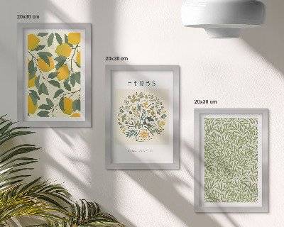 Photo frame wall Lemon motifs with herbs and plant leaves