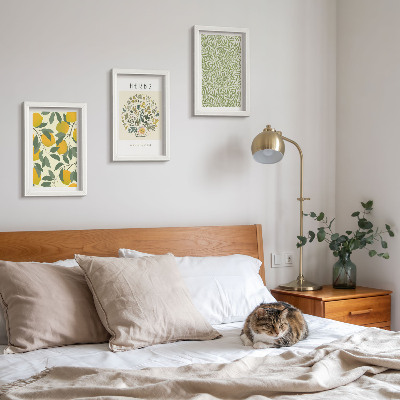 Photo frame wall Lemon motifs with herbs and plant leaves