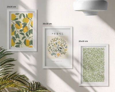 Photo frame wall Lemon motifs with herbs and plant leaves