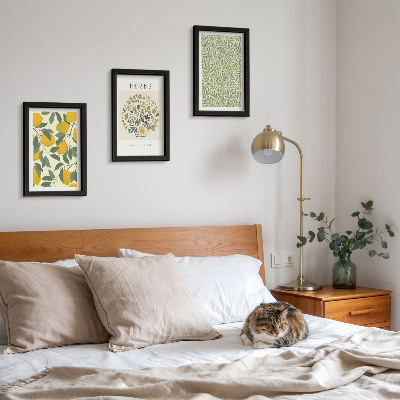 Photo frame wall Lemon motifs with herbs and plant leaves