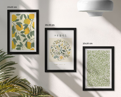 Photo frame wall Lemon motifs with herbs and plant leaves