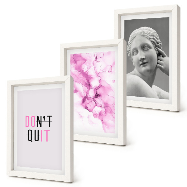 Framed triptych Watercolor abstraction inspiring slogan ancient sculpture
