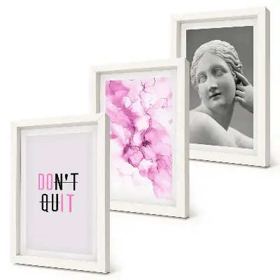 Watercolor abstraction framed triptych inspiring ancient sculpture slogan