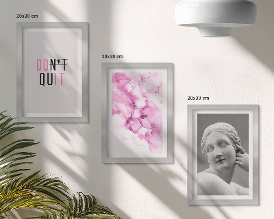 Framed triptych Watercolor abstraction inspiring slogan ancient sculpture