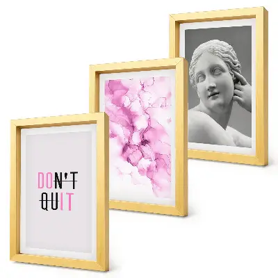 Watercolor abstraction framed triptych inspiring ancient sculpture slogan